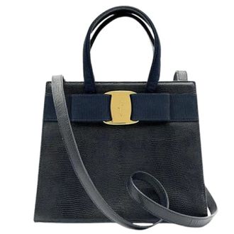 Ferragamo Pre-owned Handbag - Dames - Pre-owned - Zwart - Maat: ONE Size Leer