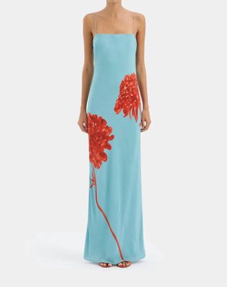 Sir. Amelie Slip Dress In Blue & Vibrant Red Floral