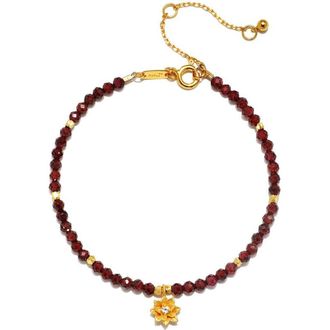 Satya Jewelry Red Garnet Lotus January Birthstone Bracelet at Nordstrom