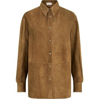 Brunello Cucinelli Suede shirt with monili in Light Brown at Nordstrom, Size 38 It