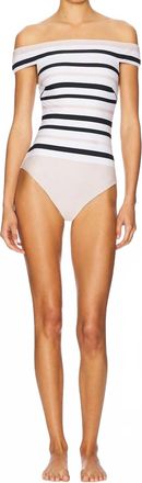 SIMKHAI Walker One Piece Swimsuit In Sand Stripe