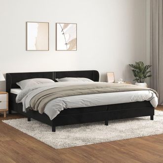 vidaXL Cama Box Spring Con Colch&oacute;n Terciopelo Negro 200x200 Cm Vidaxl