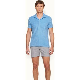 Orlebar Brown Terry Towelling Tailored Fit Towelling Polo Shirt in Riviera at Nordstrom, Size Xxx-Large