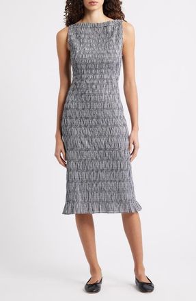 D&ocirc;en Rosine Smocked Gingham Dress in Navy La Maddalena Gingham at Nordstrom, Size Xx-Small