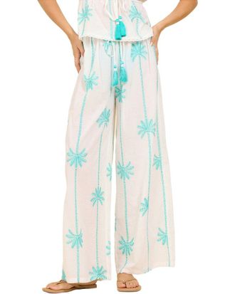 Surf Gypsy Striped Palm Embroidered Pant