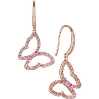 Nadri Cirque Pav&eacute; Cubic Zirconia Butterfly Drop Earrings in Rose Gold at Nordstrom Rack