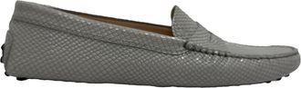 Tod's TodS Pre-owned Womens Embossed Driving Loafers in Grey Leather - Size EU 42