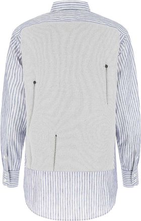 Maison Margiela Womens Embroidered Cotton Linen Shirt White Sweater