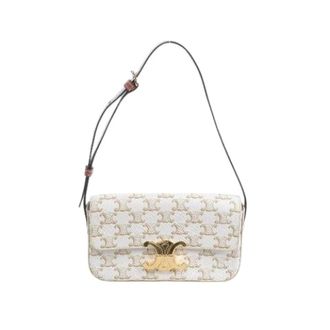 Celine Pre-owned Triomphe Claude Schoudertas - Dames - Vintage Schoudertas - Beige - ONE Size - Leer - Vintage