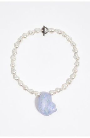 Bimba & Lola Pearl And Enameled Seashell Necklace in Blue at Nordstrom