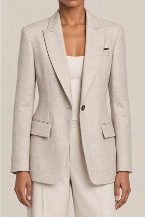 Brunello Cucinelli Womens Beige Wool Single Button Blazer, Size 40
