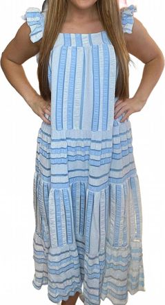 THML Clothing Tiered Maxi Dress In Blue Striped