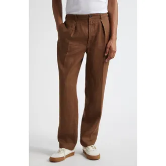 Drake's Miki Antique Linen Games Trousers in 300 Coffee at Nordstrom, Size 34
