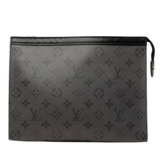 Louis Vuitton Pre-owned Monogram Eclipse Reverse Canvas Clutch - Heren - Pre-owned - Grijs - Maat: ONE Size Leer