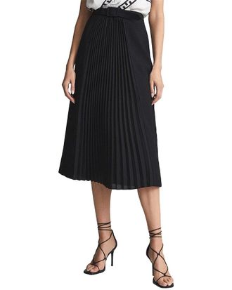 Reiss Drew Contrast Pleat Midi Skirt