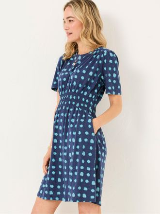 Fat Face FatFace Liv Indigo Blue Mini Spot Jersey Dress