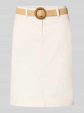 Christian Berg Knielanger Rock mit G&uuml;rtel und Ges&auml;&szlig;taschen in Ecru, Gr&ouml;&szlig;e 34