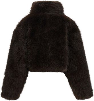 Rotate Eco-Fur Cropped Jacket - Black
