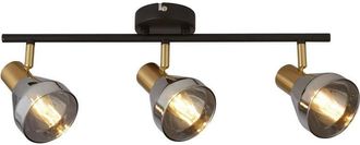 Searchlight Searchlight - Westminster 3 Light Spotlight- Black, Satin Brass & Smoked Glass