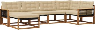 vidaXL Conjunto De Sof&aacute;s De Exterior 6 Uds. Natural Y Beige Vidaxl
