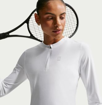 Nike Womens Court Advantage Dri-FIT Mid-Layer Tennis Top in White | FZ6737-100