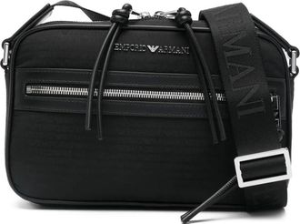 Emporio Armani logo-lettering messenger bag - men - Polyamide - OS - Black