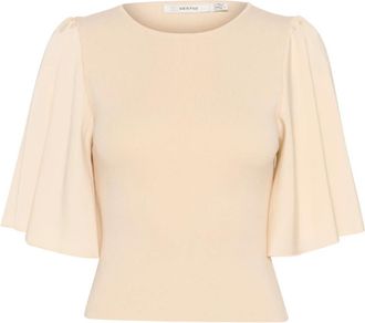 Gestuz Elegante Top met Volantmouwen - Dames - Blouses - Beige - XL - Overhemden