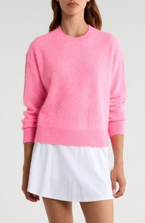 G/Fore Pointelle Brushed Cashmere Crewneck Sweater in Candy at Nordstrom, Size X-Small