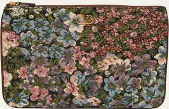 Valentino Garavani Medium Floral Woven Flat Pouch Bag