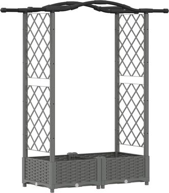 vidaXL Cama Elevada Con Trellis Y Techo Gris Claro 124 X 40 X 123 Cm Vidaxl