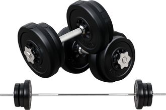 HOMCOM Juego De Pesas De 55 Kg Con Mancuernas Y Barra Pesos Ajustables 2 En 1 Con Discos Barra De 170 Cm Para Culturismo Entrenamiento Fitness En Hogar Gimna