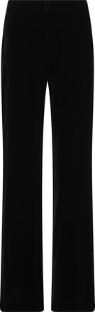 Kiltie Andrea Black Viscose-Blend Velvet Straight-Leg Pants