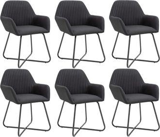 vidaXL Sillas De Comedor Giratorias 6 Unidades Tela Negras Vidaxl