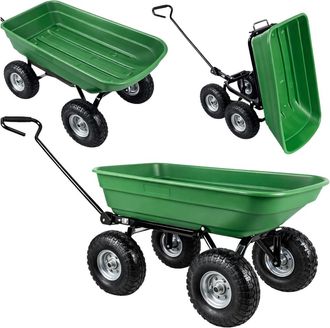 OEM Carro De Transporte Para Jard&iacute;n Con Bandeja Basculante Extra&iacute;ble, Color Verde, Capacidad De 120 Kg