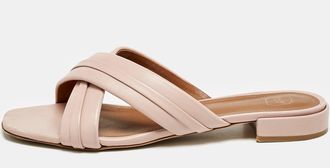 Malone Souliers Dusty Pink Leather Gavi Flat Slides