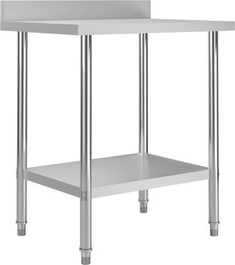 vidaXL Mesa Trabajo Cocina Y Salpicadero Acero Inoxidable 80x60x93 Cm Vidaxl