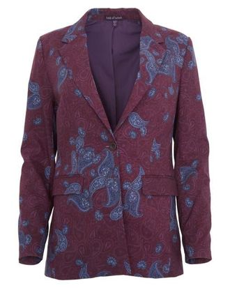 Lords of Harlech Jane Stretch Tencel Tailored Blazer in Montgat Paisley Plum at Nordstrom, Size 12