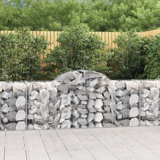 Berkfield Home Arched Gabion Baskets 18 pcs 200x50x80/100 cm Galvanised Iron in Silver
