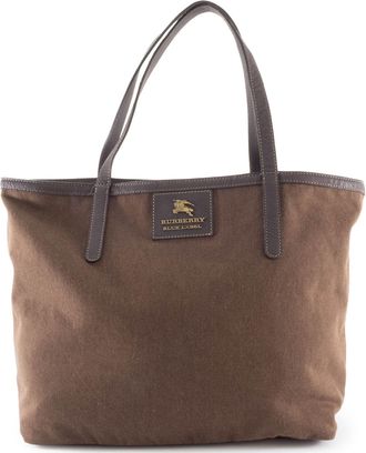 Burberry Brown Multi-Color Canvas Wool Felt Tote Bag (Pre-Owned)