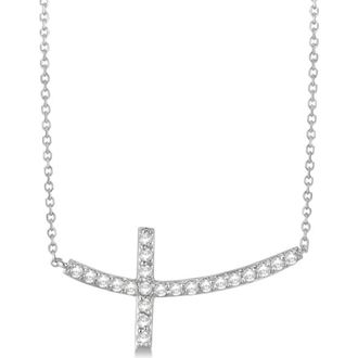 Allurez Diamond Sideways Curved Cross Pendant Necklace 14k in 0.75Ct,white Gold at Nordstrom, Size 18