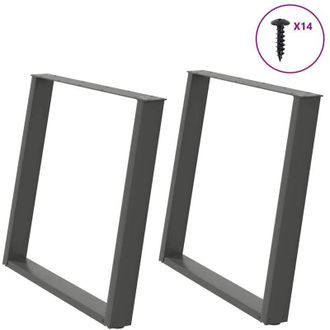 vidaXL Vidaxl - Patas Para Mesa De Comedor En Forma De U (2 Unidades), Antracita, 90 X (72-73) Cm, Acero