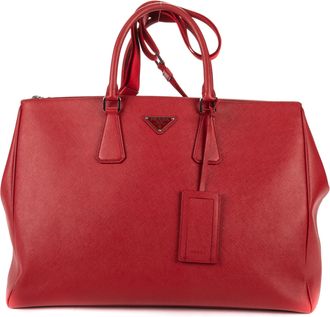 Prada Pre-owned Womens XL Galleria Double Zip Tote XL Handbag - Red - One Size