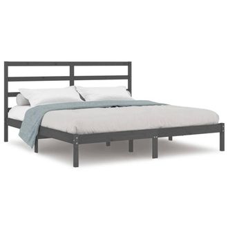 Berkfield Home Bed Frame Grey Solid Wood Pine 200x200 cm