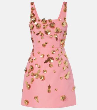 Carolina Herrera Embellished silk faille minidress