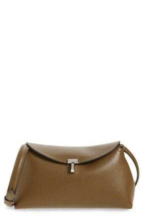 Toteme Palmellata T-Lock Leather Clutch Crossbody in Dark Taupe at Nordstrom