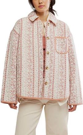 Free People Alexie Print Boxy Quilted Jacket in Ivory at Nordstrom Rack, Size X-Large