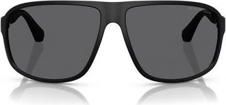 Emporio Armani 64mm Polarized Square Sunglasses in Matte Black /Grey Polar at Nordstrom
