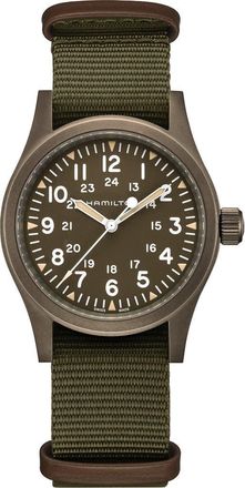 Hamilton Khaki Field Mechanical NATO Strap Watch, 38mm in Green at Nordstrom