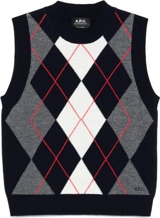 A.P.C. Gilet - Dames - Ronde hals truien - Veelkleurig - XL - Wol - Truien & Vesten