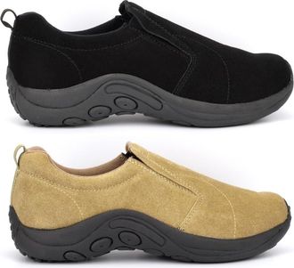 Generic Mens Real Suede Shoes Mens Slip On Shoes Size 14 Slip On Shoe Size 13 Real Suede Shoe Casual Extra Large Sizes Extra Large Sizes 7-14 Black/Taupe 12 U